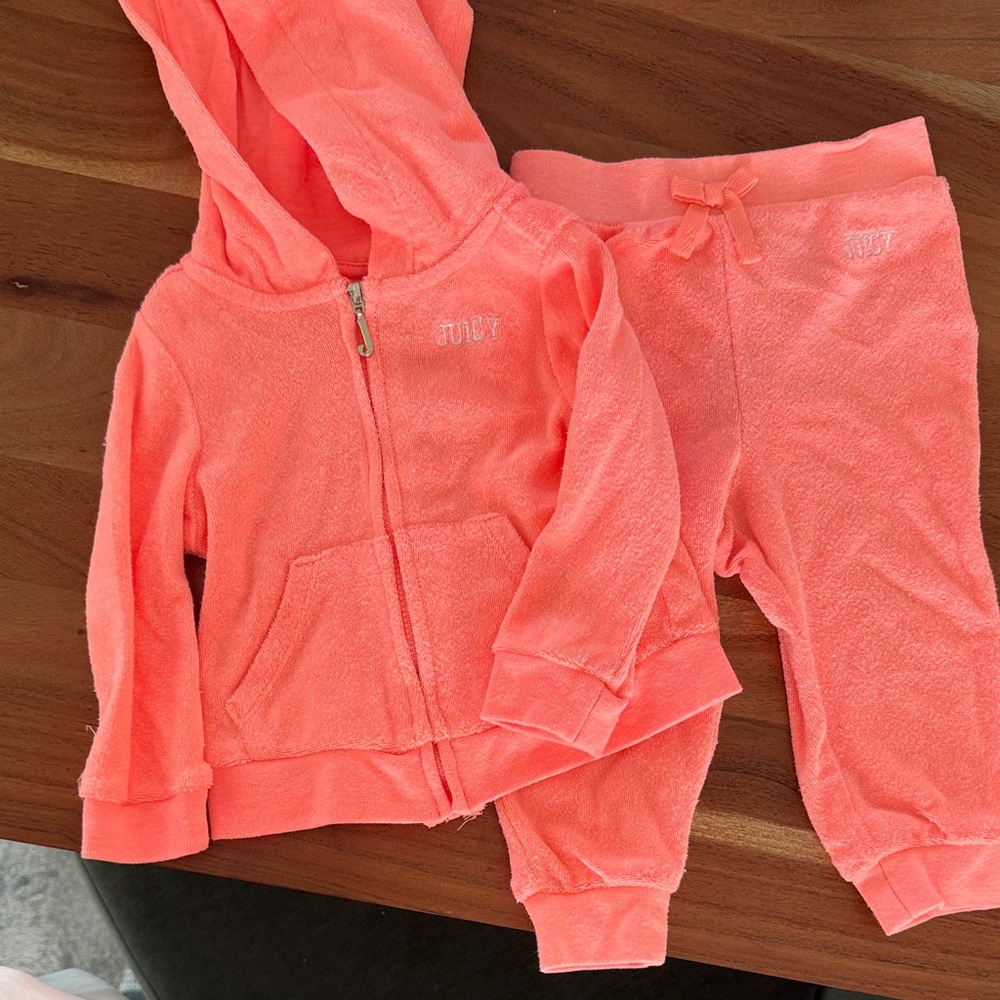 Juicy Couture Kids bright orange sweat suit.